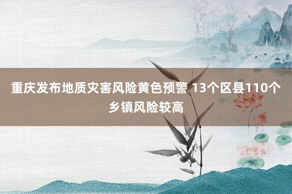 重庆发布地质灾害风险黄色预警 13个区县110个乡镇风险较高