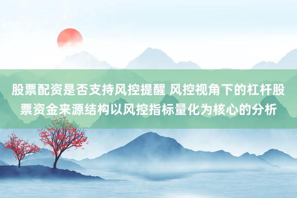 股票配资是否支持风控提醒 风控视角下的杠杆股票资金来源结构以风控指标量化为核心的分析